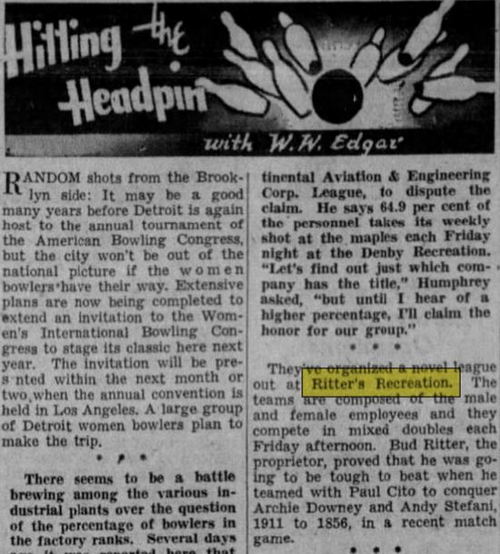 Ritter Recreation - Dec 1940 Article